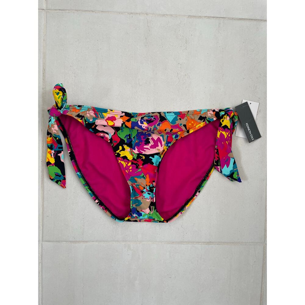Kenneth Cole Reaction Swim Side Tie Bikini Bottom Floral Swimsuit